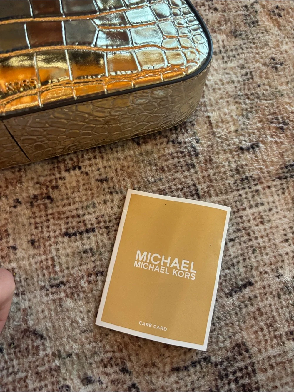 Michael Kors Gold Croc-Embossed Chain Shoulder Clutch